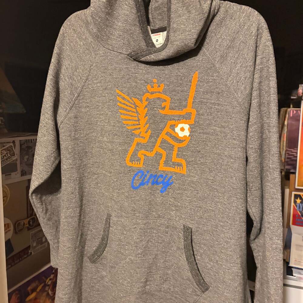 Homage FC Cincinnati Knifey Lion Cincy Gray Tri-blend Pullover Hoodie